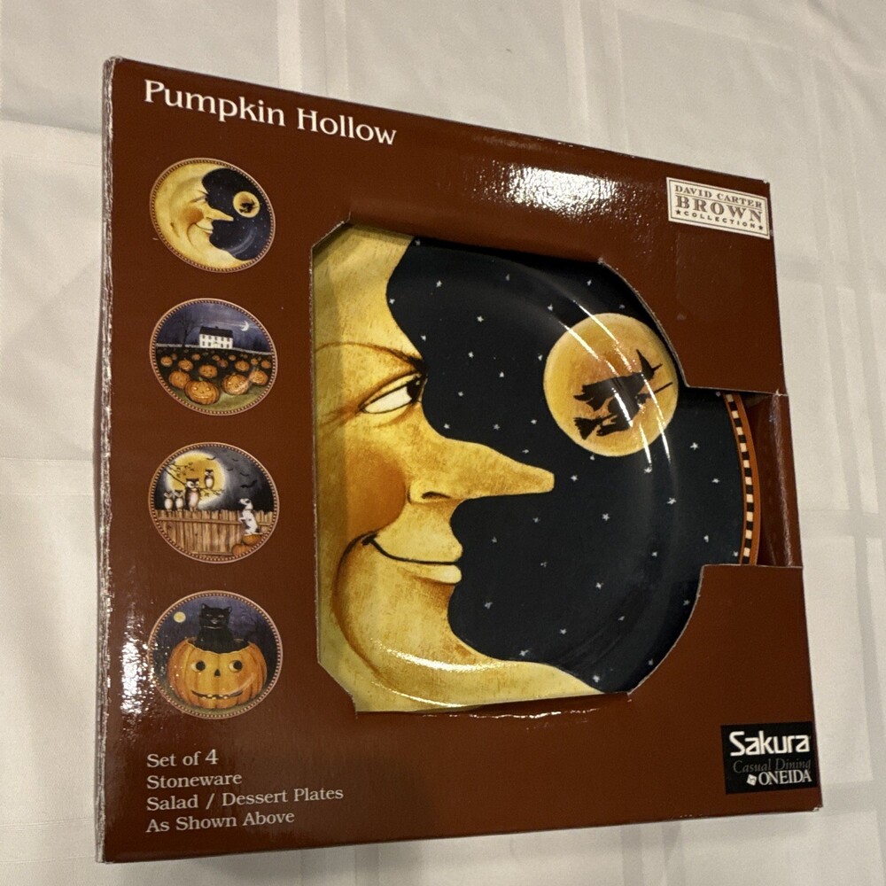 Sakura Oneida Pumpkin Hollow 8” Salad Plates Set of 4 David Carter Brown